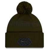 New York Jets New Era 2025 Rivalries Collection Sideline Cuffed Knit Hat with Pom - Gotham Green sale