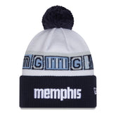 Memphis Grizzlies 2025/26 City Edition Cuffed Knit Hat with Pom - Navy/White | New Era cheap