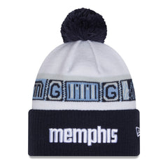 Memphis Grizzlies 2025/26 City Edition Cuffed Knit Hat with Pom - Navy/White | New Era cheap