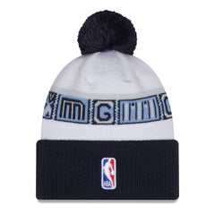 Memphis Grizzlies 2025/26 City Edition Cuffed Knit Hat with Pom - Navy/White | New Era cheap