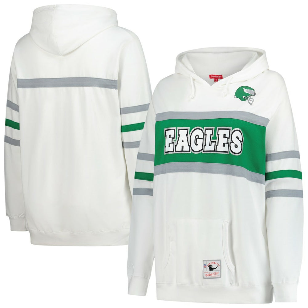 Philadelphia Eagles Women's Plus Size Head Coach Throwback Pullover Hoodie - White on sale