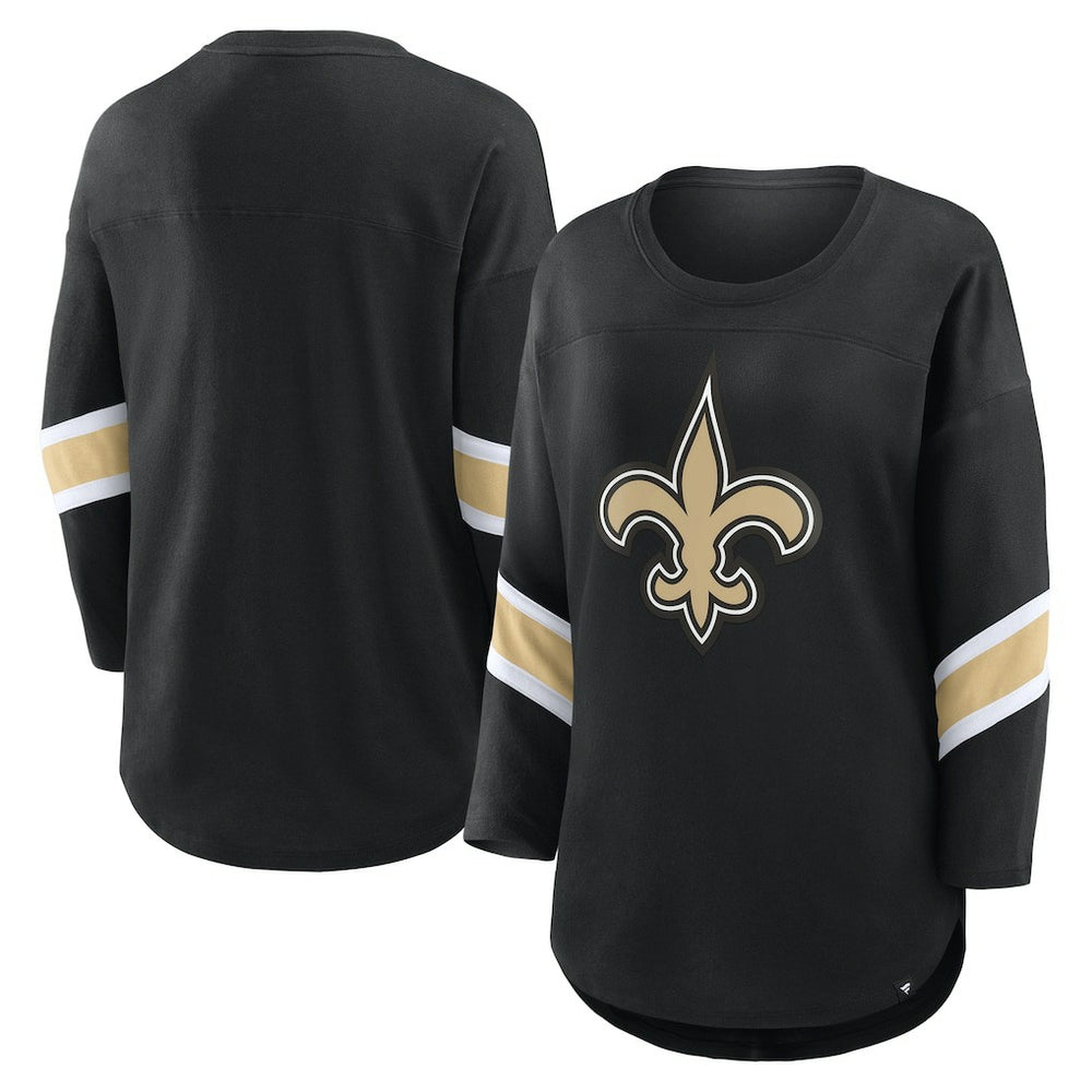 New Orleans Saints Women's Plus Size Redzone 3/4-Sleeve Scoop Neck T-Shirt - Black sale