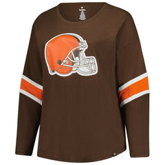 Cleveland Browns Women's Plus Size Redzone 3/4-Sleeve Scoop Neck T-Shirt - Brown on sale