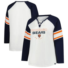 Chicago Bears Women's Plus Size Redzone Lace Up Long Sleeve T-Shirt - White cheap