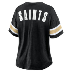 New Orleans Saints Women's Plus Size Redzone Notch Neck T-Shirt - Black for sale