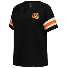 Cincinnati Bengals Women's Plus Size Redzone Notch Neck T-Shirt - Black for sale