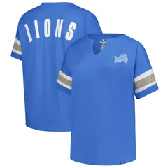 Detroit Lions Women's Plus Size Redzone Notch Neck T-Shirt - Blue sale