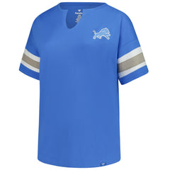 Detroit Lions Women's Plus Size Redzone Notch Neck T-Shirt - Blue sale
