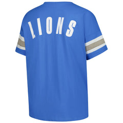 Detroit Lions Women's Plus Size Redzone Notch Neck T-Shirt - Blue sale