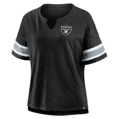 Las Vegas Raiders Women's Plus Size Redzone Notch Neck T-Shirt - Black online