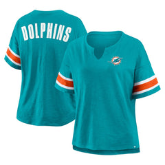 Miami Dolphins Women's Plus Size Redzone Notch Neck T-Shirt - Aqua outlet