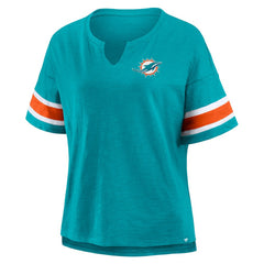 Miami Dolphins Women's Plus Size Redzone Notch Neck T-Shirt - Aqua outlet