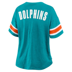 Miami Dolphins Women's Plus Size Redzone Notch Neck T-Shirt - Aqua outlet
