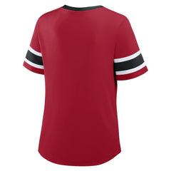 San Francisco 49ers Women's Plus Size Red Zone Athena Lace-Up V-Notch Neck T-Shirt - Scarlet for sale