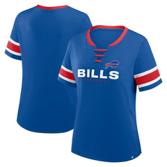 Buffalo Bills Women's Plus Size Red Zone Athena Lace-Up V-Notch Neck T-Shirt - Royal cheap