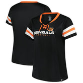 Cincinnati Bengals Women's Plus Size Red Zone Athena Lace-Up V-Notch Neck T-Shirt - Black outlet