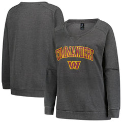 Washington Commanders Profile Women's Plus Size Acid Wash Raglan Sweatshirt - Charcoal cheap