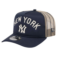 New York Yankees Vintage Arched Foam Front 9FIFTY A-Frame Adjustable Trucker Hat - Navy | New Era
