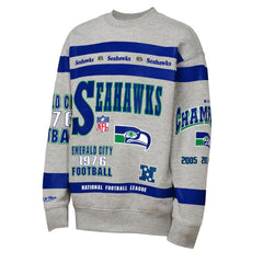 Seattle Seahawks Youth Throwback All-Over Print Fleece Sweatshirt - Gray on sale