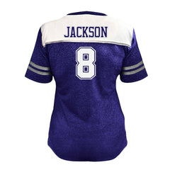 Lamar Jackson Baltimore Ravens Women's Plus Size Bling V-Neck T-Shirt - White for sale