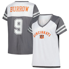 Joe Burrow Cincinnati Bengals Women's Plus Size Bling V-Neck T-Shirt - White discount