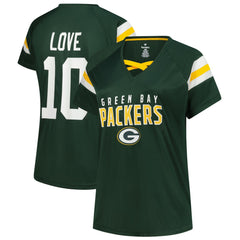 Jordan Love Green Bay Packers Women's Plus Size Name & Number Raglan Lace V-Neck T-Shirt - Green cheap