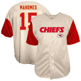 Patrick Mahomes Kansas City Chiefs Big & Tall Baseball Button-Up Shirt - Cream discount