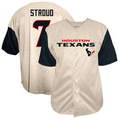 C.J. Stroud Houston Texans Big & Tall Baseball Button-Up Shirt - Cream outlet
