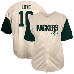 Jordan Love Green Bay Packers Big & Tall Baseball Button-Up Shirt - Cream sale