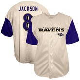 Lamar Jackson Baltimore Ravens Big & Tall Baseball Button-Up Shirt - Cream online
