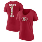 San Francisco 49ers Women's Number 1 Mom Floral V-Neck T-Shirt - Scarlet for sale