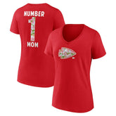 Kansas City Chiefs Women's Number 1 Mom Floral V-Neck T-Shirt - Red cheap