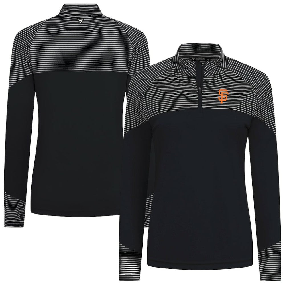 San Francisco Giants Levelwear Women's Classic Stripes Insignia 2.0 Raglan Quarter-Zip Top - Black