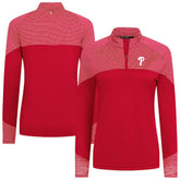 Philadelphia Phillies Levelwear Women's Classic Stripes Insignia 2.0 Raglan Quarter-Zip Top - Red
