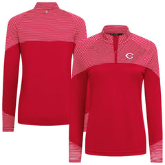 Cincinnati Reds Levelwear Women's Classic Stripes Insignia 2.0 Raglan Quarter-Zip Top - Red