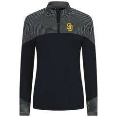 San Diego Padres Levelwear Women's Classic Stripes Insignia 2.0 Raglan Quarter-Zip Top - Black