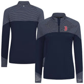 Boston Red Sox Levelwear Women's Classic Stripes Insignia 2.0 Raglan Quarter-Zip Top - Navy