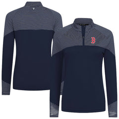 Boston Red Sox Levelwear Women's Classic Stripes Insignia 2.0 Raglan Quarter-Zip Top - Navy