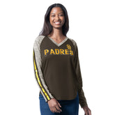 San Diego Padres G-III 4Her by Carl Banks Women's Top Dog Raglan Long Sleeve V-Neck T-Shirt - Brown