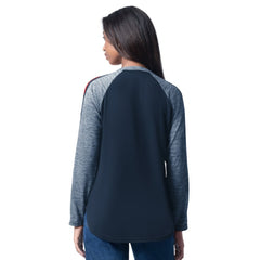 Atlanta Braves G-III 4Her by Carl Banks Women's Top Dog Raglan Long Sleeve V-Neck T-Shirt - Navy
