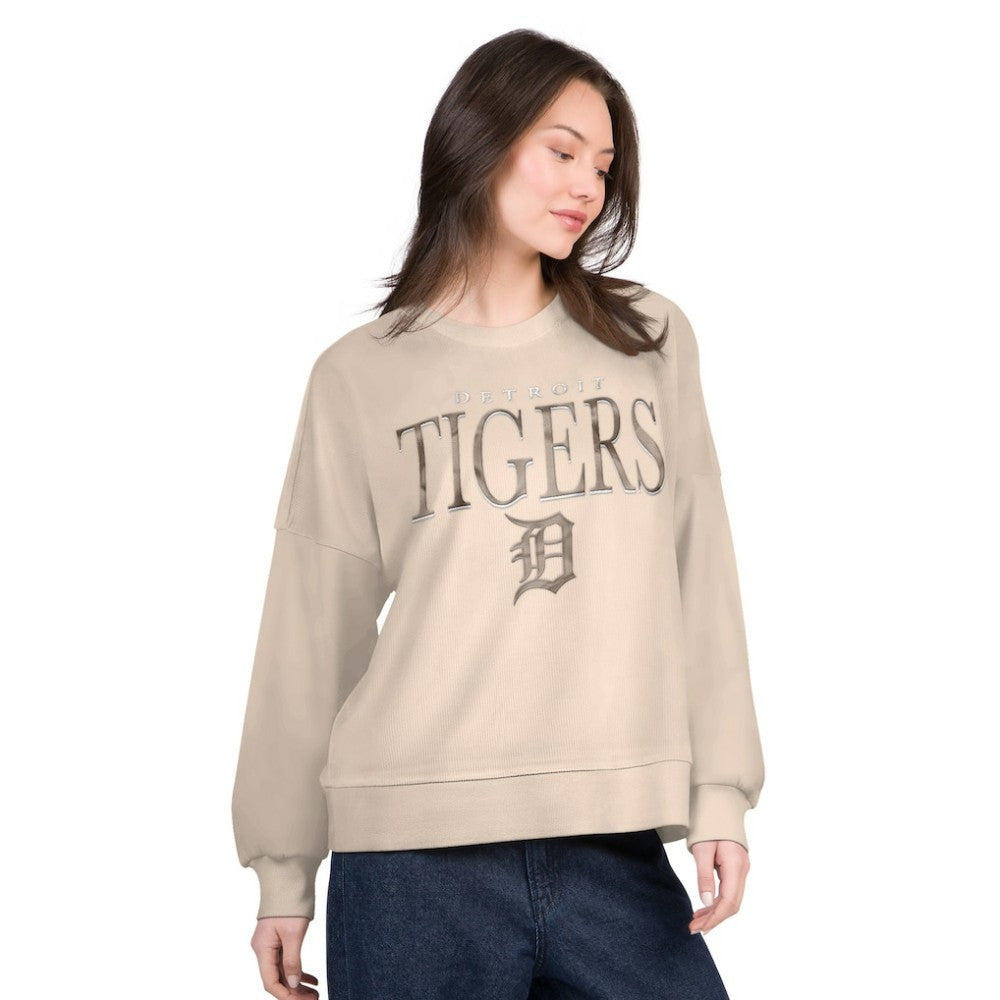 Detroit Tigers G-III 4Her by Carl Banks Women's Oversized Vet II Sweatshirt - Sand