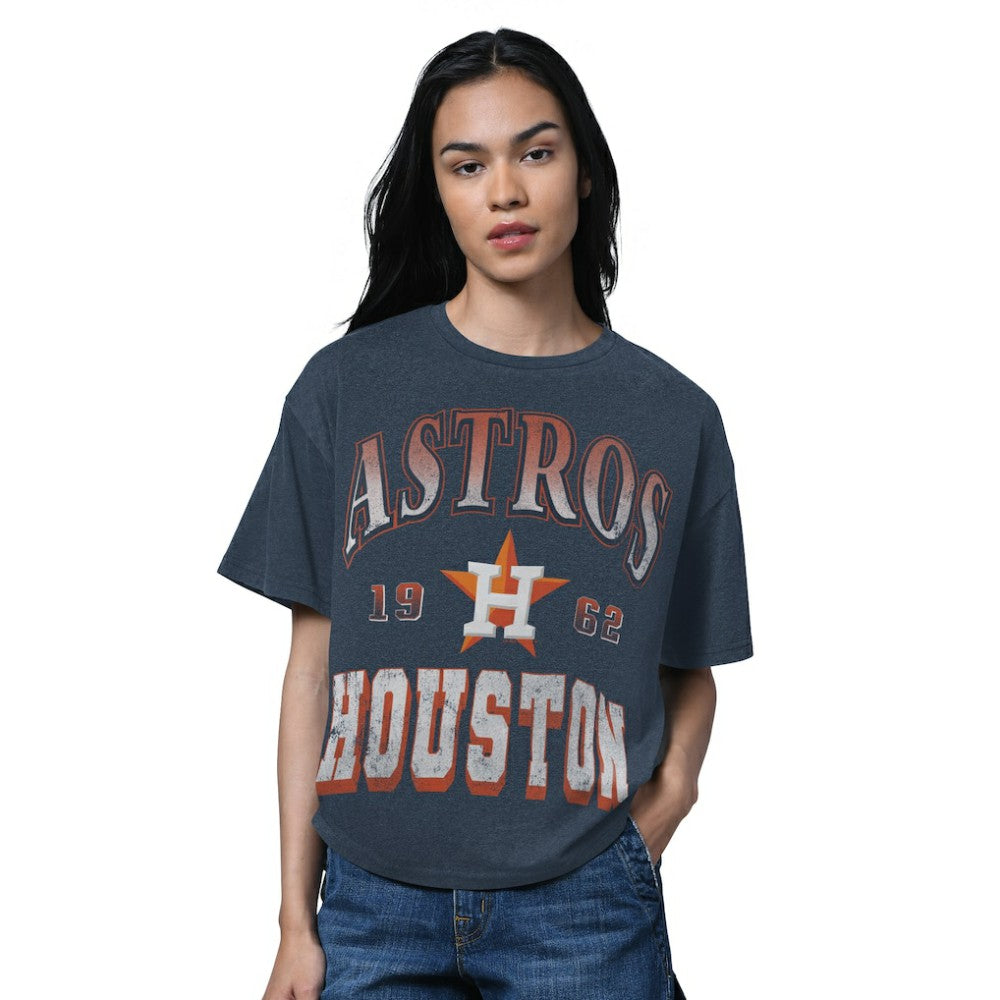 Houston Astros Starter Women's Oversized Hall of Fame T-Shirt - Heather Navy