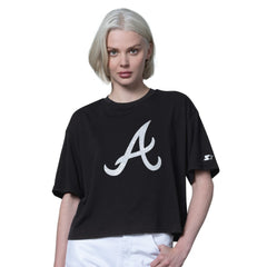 Atlanta Braves Starter Women's Holy Grail Boxy Cropped T-Shirt - Black