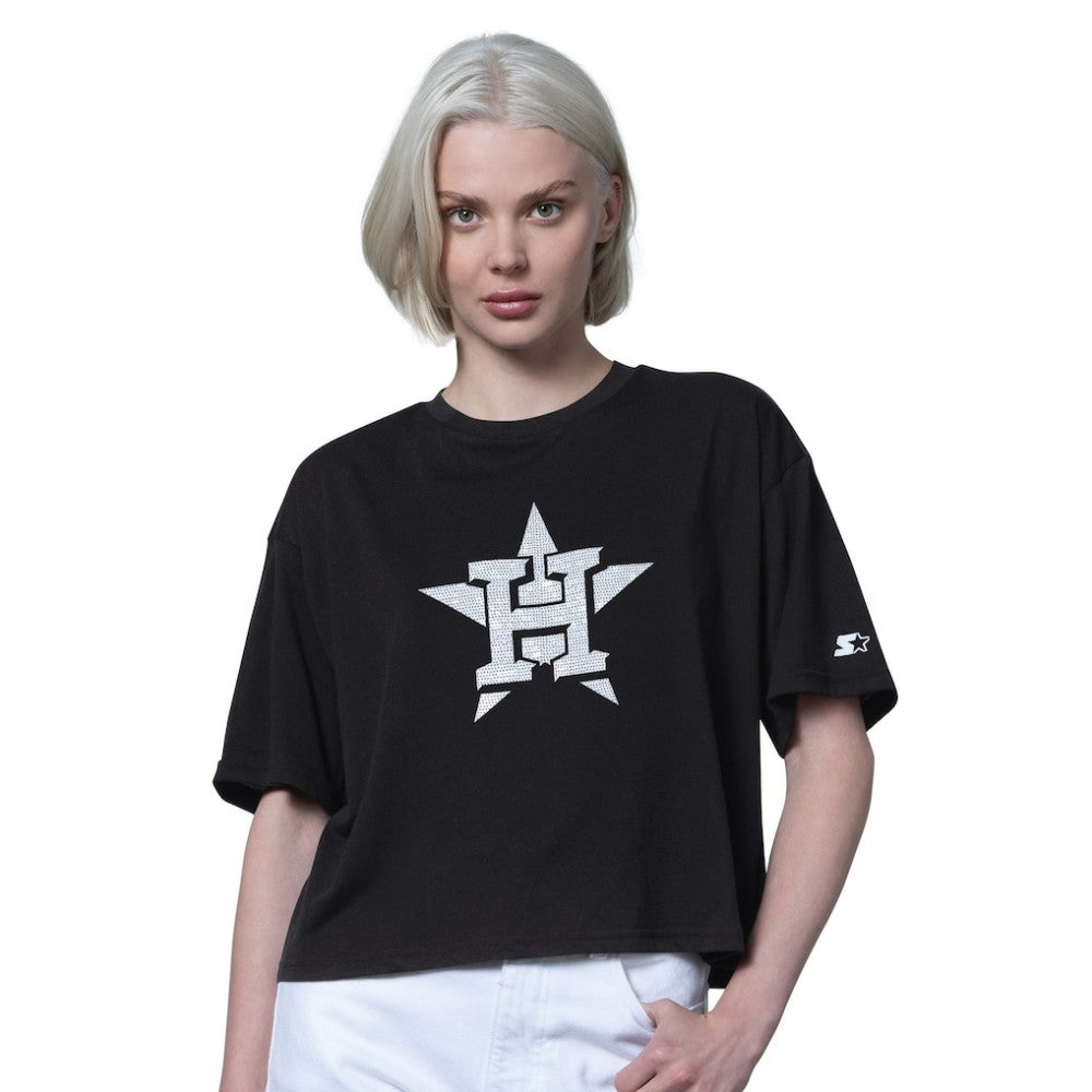 Houston Astros Starter Women's Holy Grail Boxy Cropped T-Shirt - Black