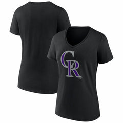 Colorado Rockies Women's Logo V-Neck T-Shirt - Black
