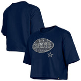 Dallas Cowboys New Era Girl's Flip Sequin Boxy T-Shirt - Navy discount