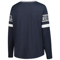 Dallas Cowboys New Era Women's Plus Size Throwback Lace-Up Long Sleeve T-Shirt - Navy online