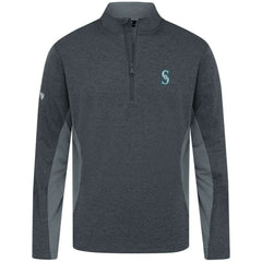 Seattle Mariners Levelwear Waffle Insignia 2.0 Quarter-Zip Pullover - Heather Black