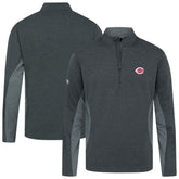Cincinnati Reds Levelwear Waffle Insignia 2.0 Quarter-Zip Pullover - Heather Black