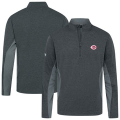 Cincinnati Reds Levelwear Waffle Insignia 2.0 Quarter-Zip Pullover - Heather Black